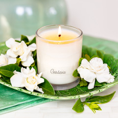 White Glass Candle Gardenia
