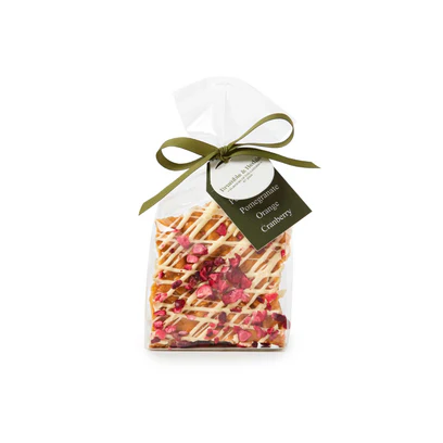 Peanut Brittle Pomegranate Orange Cranberry Belgian White Chocolate (GF)