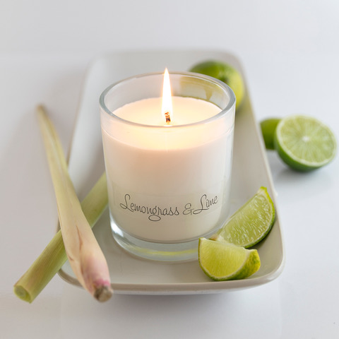 White Glass Candle Coconut & Lime